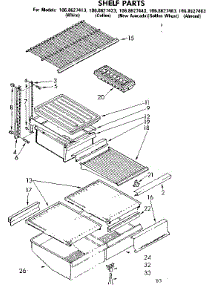 Shelf Parts parts for Kenmore Refrigerator 106.8627463 (1068627463, 106 8627463) from AppliancePartsPros.com