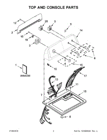 Top And Console Parts parts for Kenmore Dryer 110.72332512 (11072332512, 110 72332512) from AppliancePartsPros.com
