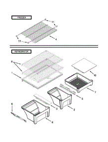 Shelf Parts parts for Kenmore Refrigerator 106.61102111 (10661102111, 106 61102111) from AppliancePartsPros.com