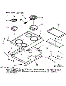 Main Top Section parts for Kenmore Microwave 103.9877810 (1039877810, 103 9877810) from AppliancePartsPros.com