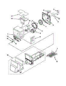 Motor And Ice Container Parts parts for Kenmore Refrigerator 596.79542014 (59679542014, 596 79542014) from AppliancePartsPros.com