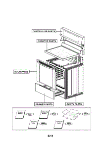 Exploded View Parts parts for Lg Range LRE3012ST/00 from AppliancePartsPros.com