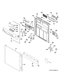 Escutcheon & Door Assembly parts for Ge Dishwasher GDWF100V55WW from AppliancePartsPros.com