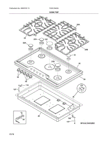 Cooktop parts for Frigidaire Cooktop FGGC3645QBC from AppliancePartsPros.com