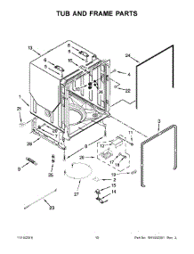 Tub And Frame Parts parts for Kenmore Dishwasher 665.13223N413 (66513223N413, 665 13223N413) from AppliancePartsPros.com