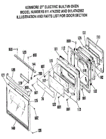 Door Section parts for Kenmore Wall Oven 911.4742992 (9114742992, 911 4742992) from AppliancePartsPros.com