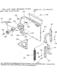Oven Door Hinge Interlock System parts for Kenmore Wall Oven 103.9547617 (1039547617, 103 9547617) from AppliancePartsPros.com