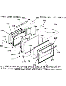 Oven Door Section parts for Kenmore Wall Oven 103.9547617 (1039547617, 103 9547617) from AppliancePartsPros.com