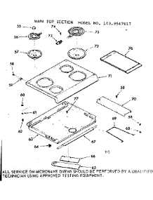 Main Top Section parts for Kenmore Wall Oven 103.9547617 (1039547617, 103 9547617) from AppliancePartsPros.com