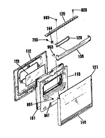 Oven Door parts for Kenmore Wall Oven 911.4012993 (9114012993, 911 4012993) from AppliancePartsPros.com