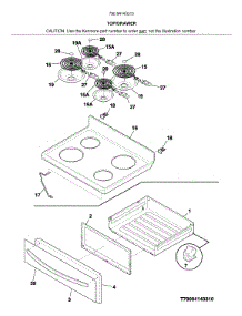 Top / Drawer parts for Kenmore Range 790.94143313 (79094143313, 790 94143313) from AppliancePartsPros.com