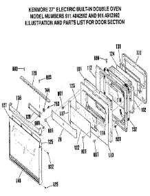 Door Section parts for Kenmore Wall Oven 911.4842592 (9114842592, 911 4842592) from AppliancePartsPros.com