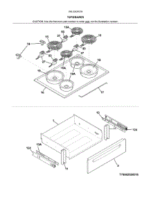 Top / Drawer parts for Kenmore Range 790.42529318 (79042529318, 790 42529318) from AppliancePartsPros.com