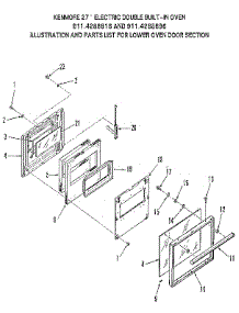 Lower Oven Door Section parts for Kenmore Wall Oven 911.4288896 (9114288896, 911 4288896) from AppliancePartsPros.com