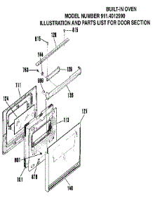 Door Section parts for Kenmore Wall Oven 911.4012190 (9114012190, 911 4012190) from AppliancePartsPros.com