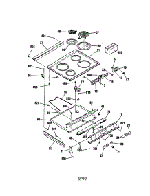 Main Top parts for Kenmore Range 911.4624895 (9114624895, 911 4624895) from AppliancePartsPros.com
