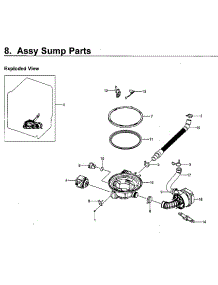 Pump parts for Samsung Dishwasher DW80M9960UG/AA-00 from AppliancePartsPros.com