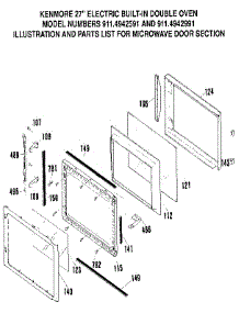 Microwave Door Section parts for Kenmore Wall Oven 911.4942591 (9114942591, 911 4942591) from AppliancePartsPros.com