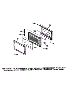 Microwave Door Section parts for Kenmore Wall Oven 911.41475791 (91141475791, 911 41475791) from AppliancePartsPros.com