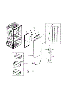 Left Door parts for Samsung Refrigerator RF221NCTASR/AA-01 from AppliancePartsPros.com