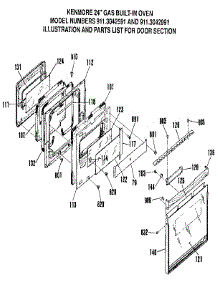 Door Section parts for Kenmore Wall Oven 911.3042991 (9113042991, 911 3042991) from AppliancePartsPros.com
