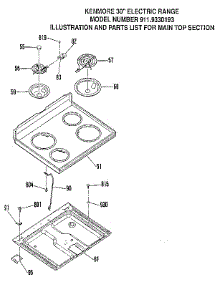 Main Top Section parts for Kenmore Range 911.9330193 (9119330193, 911 9330193) from AppliancePartsPros.com