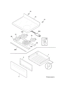 Top / Drawer parts for Kenmore Range 790.93019312 (79093019312, 790 93019312) from AppliancePartsPros.com