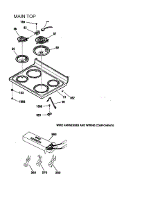 Main Top / Wire Harness / Components parts for Kenmore Range 911.93148990 (91193148990, 911 93148990) from AppliancePartsPros.com