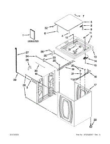 Top And Cabinet Parts parts for Kenmore Washer 110.5072011 (1105072011, 110 5072011) from AppliancePartsPros.com
