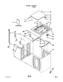 Top And Cabinet Parts parts for Kenmore Washer 110.5072010 (1105072010, 110 5072010) from AppliancePartsPros.com