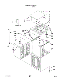 Top And Cabinet Parts parts for Kenmore Washer 110.20022012 (11020022012, 110 20022012) from AppliancePartsPros.com