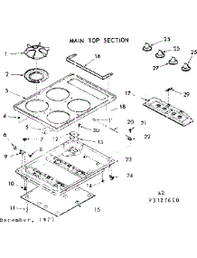 Main Top Section parts for Kenmore Range 103.3327610 (1033327610, 103 3327610) from AppliancePartsPros.com