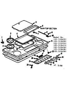 Main Top Section parts for Kenmore Range 103.3196541 (1033196541, 103 3196541) from AppliancePartsPros.com