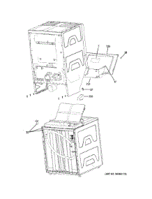 Cabinet (3) parts for Kenmore Washer Dryer Combo 266.1532210 (2661532210, 266 1532210) from AppliancePartsPros.com