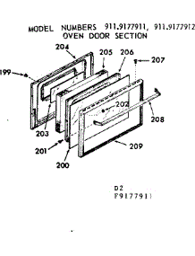 Oven Door Section parts for Kenmore Range 911.9177912 (9119177912, 911 9177912) from AppliancePartsPros.com