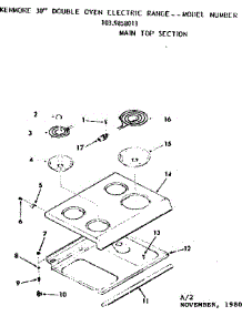 Main Top Section parts for Kenmore Range 103.9858011 (1039858011, 103 9858011) from AppliancePartsPros.com