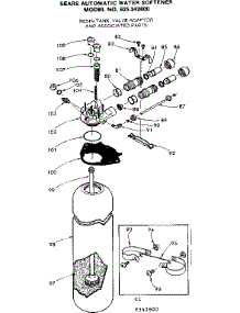 Resin Tank, Valve Adaptor & Associated Parts parts for Kenmore Water Softener 625.342800 (625342800, 625 342800) from AppliancePartsPros.com