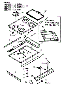 Main Top Section parts for Kenmore Range 103.7727260 (1037727260, 103 7727260) from AppliancePartsPros.com