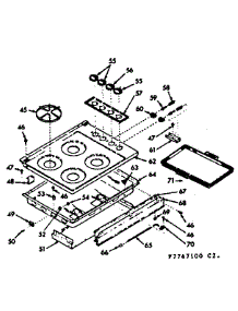 Main Top Section parts for Kenmore Range 103.7767100 (1037767100, 103 7767100) from AppliancePartsPros.com