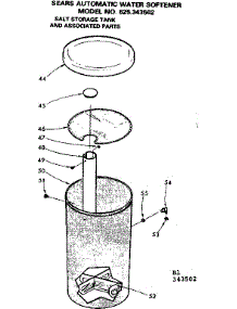 Salt Storage Tank And Associated Parts parts for Kenmore Water Softener 625.343502 (625343502, 625 343502) from AppliancePartsPros.com
