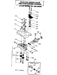 Valve Cap Safety Valve And Flow Washer Housing parts for Kenmore Water Softener 625.343080 (625343080, 625 343080) from AppliancePartsPros.com