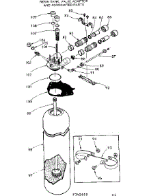 Resin Tank, Valve Adaptor And Associated Parts parts for Kenmore Water Softener 625.342600 (625342600, 625 342600) from AppliancePartsPros.com