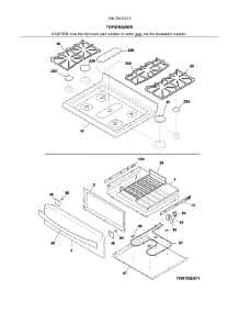 Top / Drawer parts for Kenmore Range 790.75233313 (79075233313, 790 75233313) from AppliancePartsPros.com