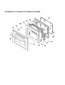 Door-91147752200, 91147754200, 91147759200 parts for Kenmore Wall Oven 911.47753200 (91147753200, 911 47753200) from AppliancePartsPros.com