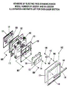 Oven Door Section parts for Kenmore Range 911.9352591 (9119352591, 911 9352591) from AppliancePartsPros.com