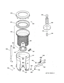 03 - Tub, Basket & Agitator parts for Ge Washer YBXR2070T6WW from AppliancePartsPros.com
