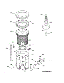03 - Tub, Basket & Agitator parts for Ge Washer YBXR1060T8WW from AppliancePartsPros.com