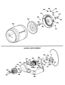 04 - Blower & Drive Assembly parts for Ge Dryer DLB3800SBLWW from AppliancePartsPros.com