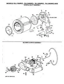03 - Drum & Duct Assembly parts for Ge Dryer DLL2450RCL from AppliancePartsPros.com