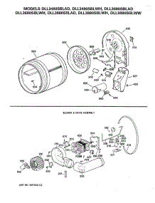 02 - Blower & Drive Assembly parts for Ge Dryer DLL3480SBLAD from AppliancePartsPros.com